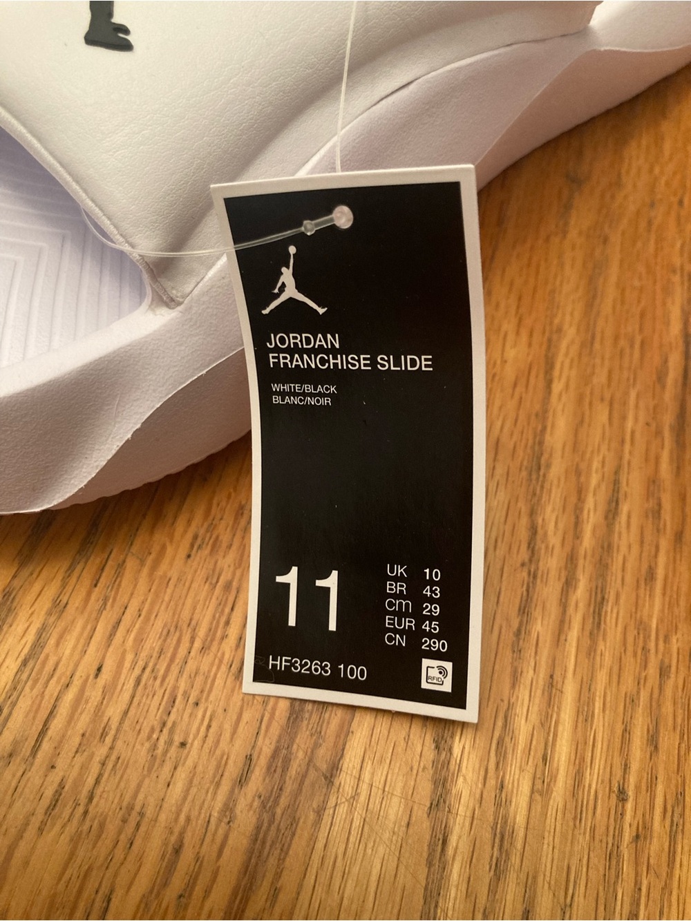 Jordan White Slide Sandals with Black Jumpman Logo - Picture 2 of 7